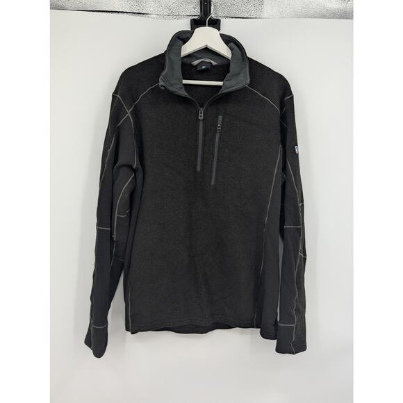Kuhl Men's Thor Interceptr 1/4 Zip Performance Black Fleece Pullover Sweater XL